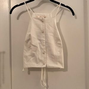 White Button Down Crop Top